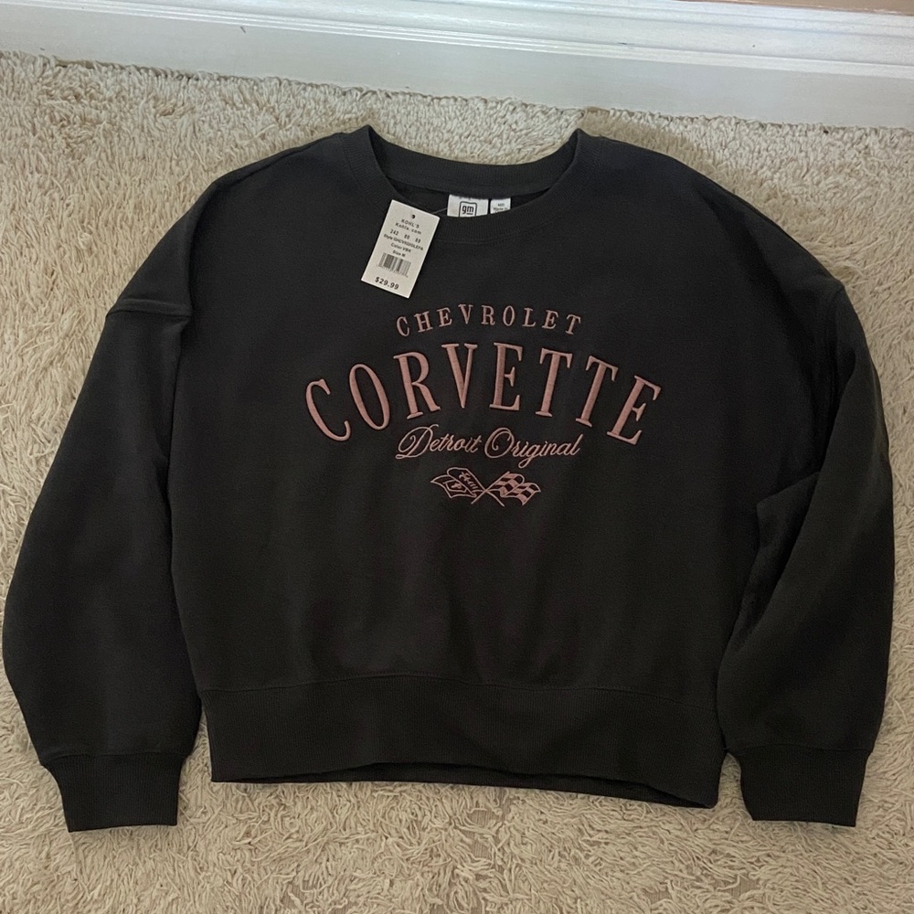 Kohl's Black and Pink Crop Crew Neck Sweater